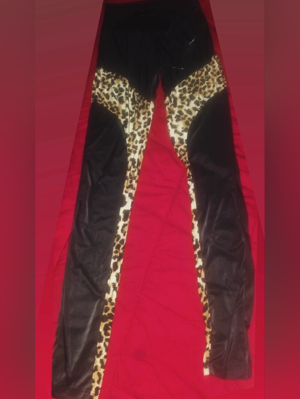 Leopard Panel Black Leggings Roma Collection